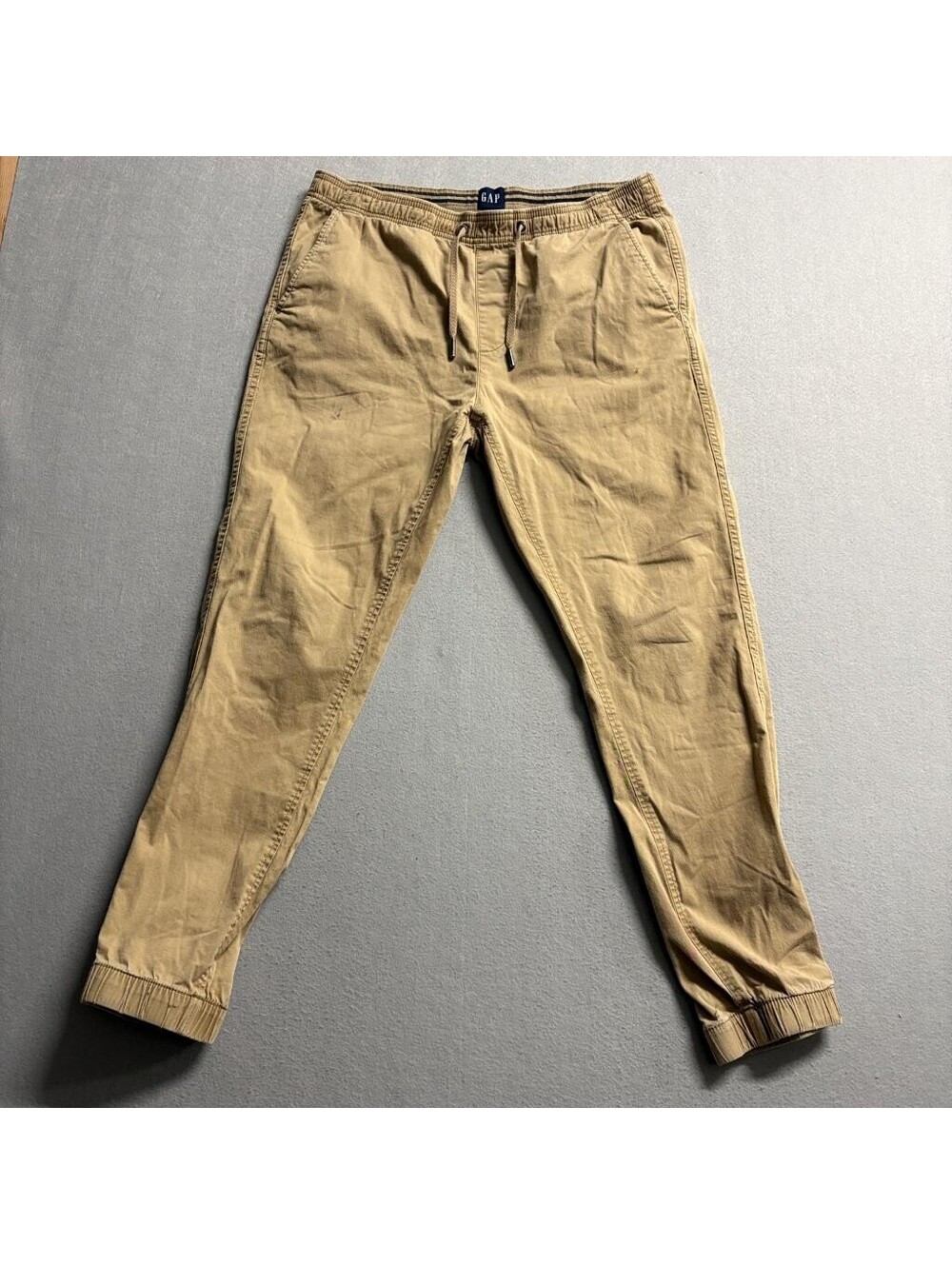 Gap Jogger Pants Mens Medium Khaki Tan Cotton Stretch Drawstring Elastic Waist